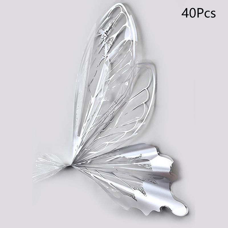 40Pcs Butterfly Flower Wrapping Paper Waterproof Rose Bouquet Packing Paper For Wedding Birthday Party Decor Light Luxury