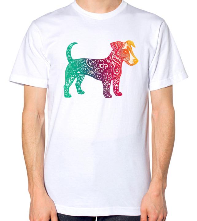 Colourful Jack Russell Dog Geometric Design Unisex T-Shirt S разноцветный