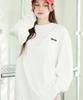 WHEN YOU MOVE Oversized Logo Embroidered Long Sleeve T-Shirt Dark Green