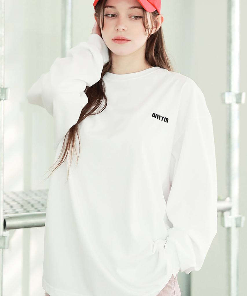 WHEN YOU MOVE Oversized Logo Embroidered Long Sleeve T-Shirt Dark Green