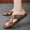 Fashion Mules Outdoor Half Drag Antiskid Simple Lazy Flats Summer Men's Sandals New Slides Flip-flops Lightweight Handmade Men Slippers