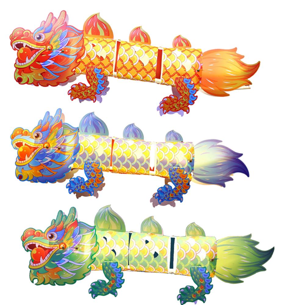 DIY Dragon Lantern Kit Portable Lighting Lantern Decoration Paper Toys Glowing Handmade Traditional Chinese Dragon Lantern