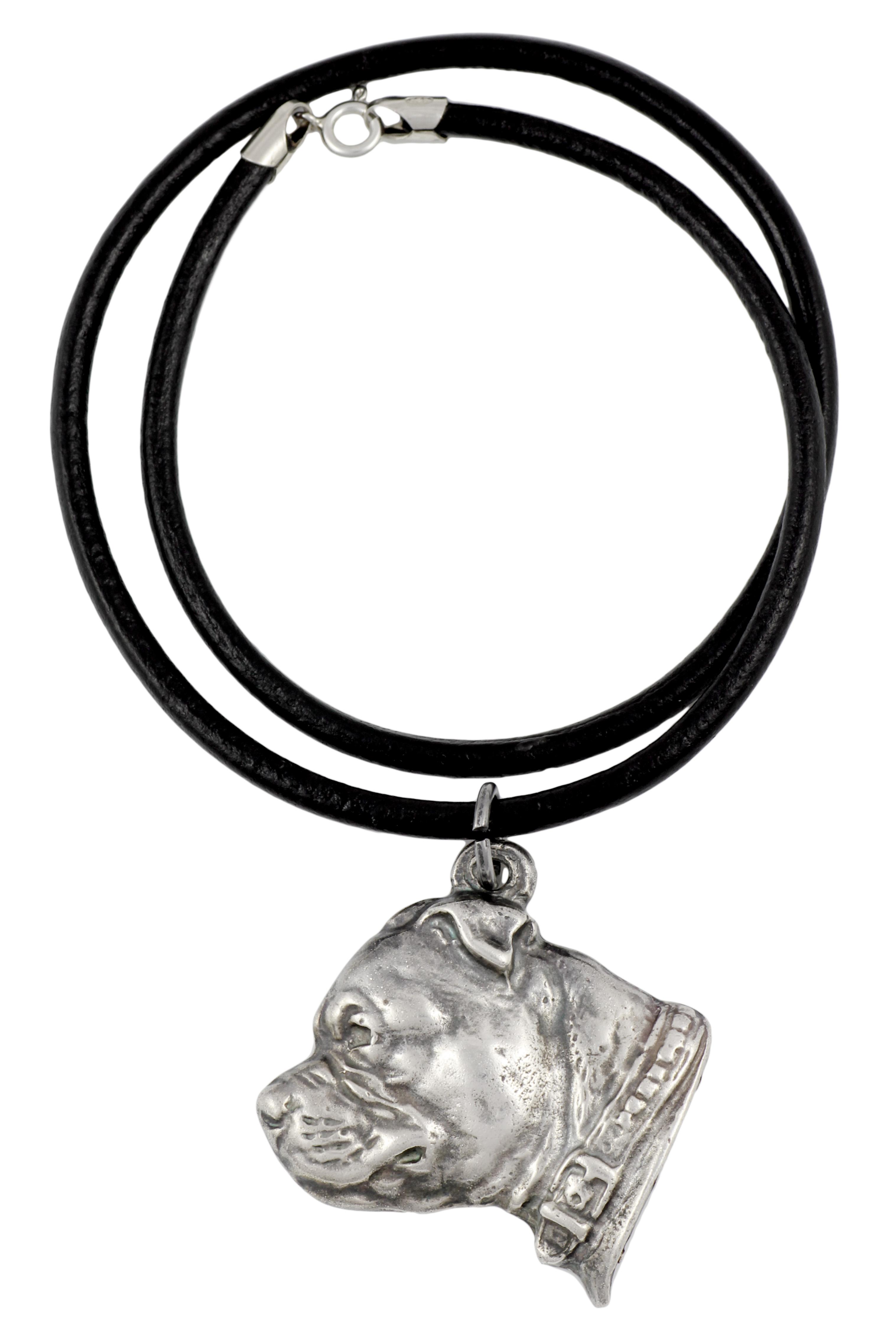 

Staffordshire Bull Terrier, Staffy II - Necklace with dog, silver-plated pendant for dog fan, unique jewelry by Art-Dog brand срібний