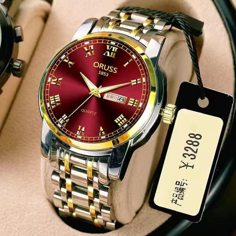 

Швейцарские автоматические мужские светящиеся часы-календарь из нержавеющей стали – кварцевые корейского стиля для пар