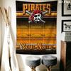 Name Custom Pittsburgh Pirates Wall Tapestry Aesthetic Wall Hanging Printed Fabric Blanket Decorative Tapestries for Bedroom Living Room Home Decor