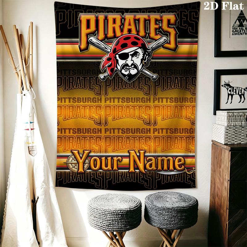 Name Custom Pittsburgh Pirates Wall Tapestry Aesthetic Wall Hanging Printed Fabric Blanket Decorative Tapestries for Bedroom Living Room Home Decor