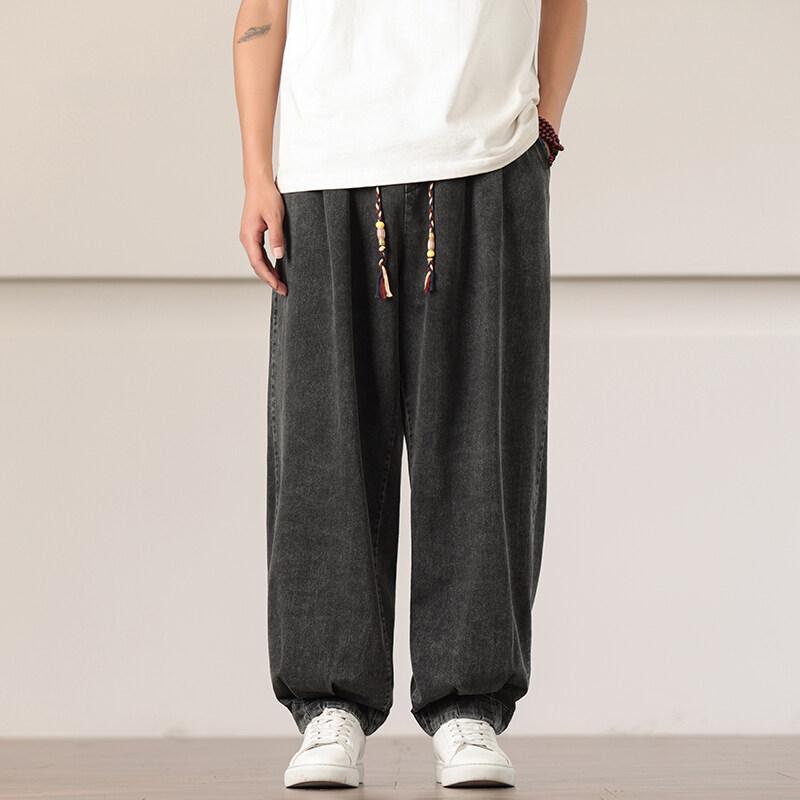 2025 Spring Men Vintage Denim Pants Men Korean Fashion Wide Leg Pants Male High Street Casual Straight Trousers Y2K Blue Jeans