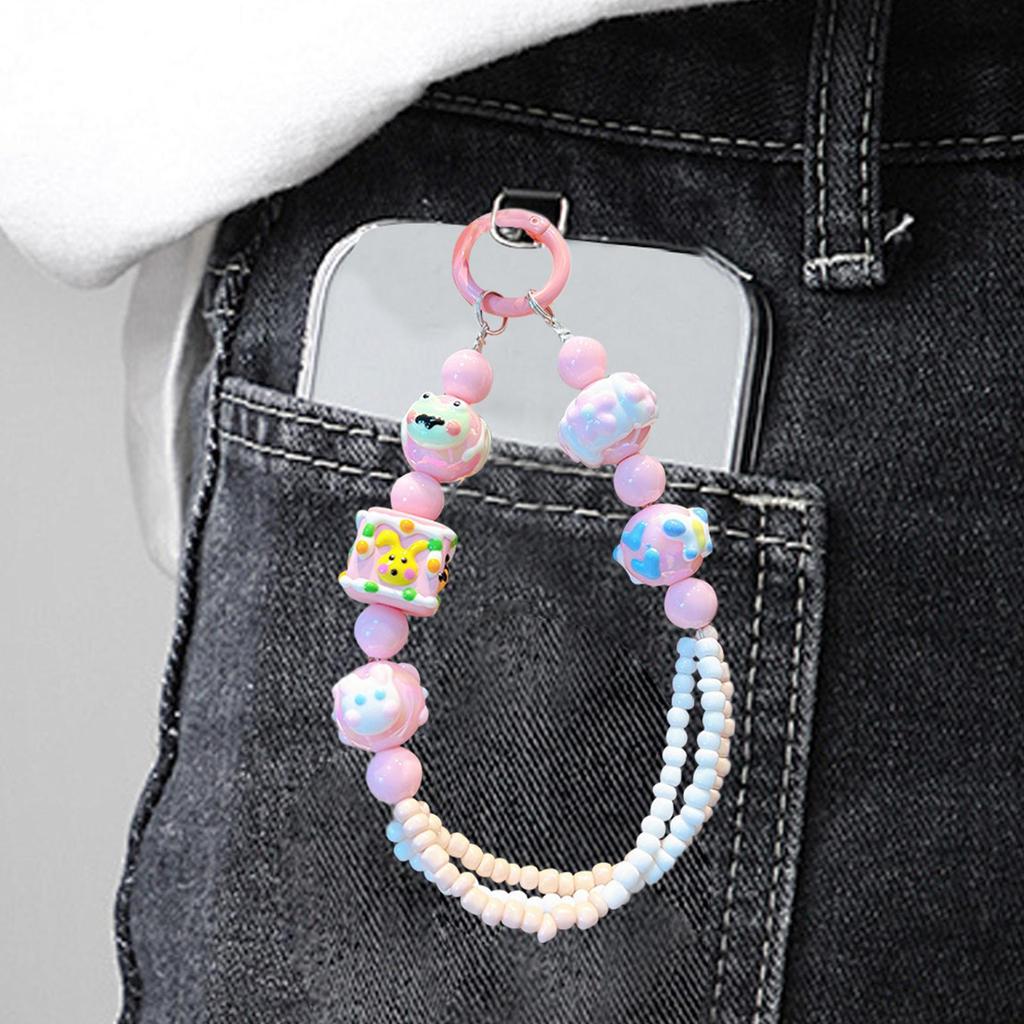Beaded Keychain Car Key Ring Bangle Chain for Bags Purse Girls Gift