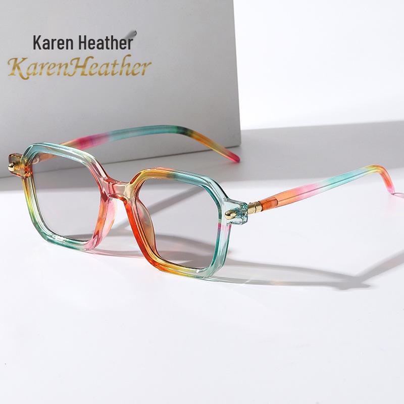 

European & American Street Style Square Literary Sunglasses 86601 - Minimalist Fashion Star Flat Lens