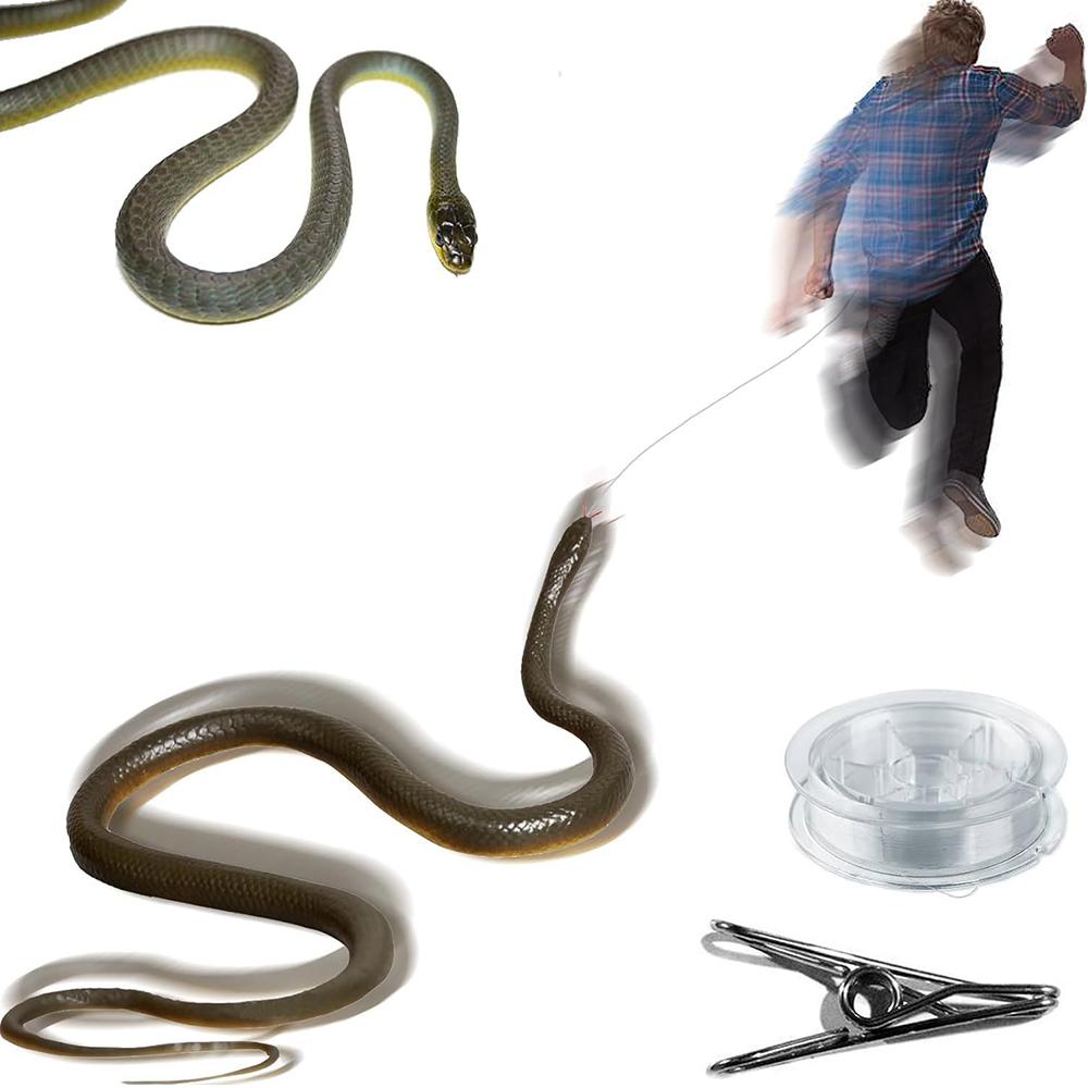 Snake Prank with String Clip Realistic Rubber Snake Prank Toy, 1.2m
