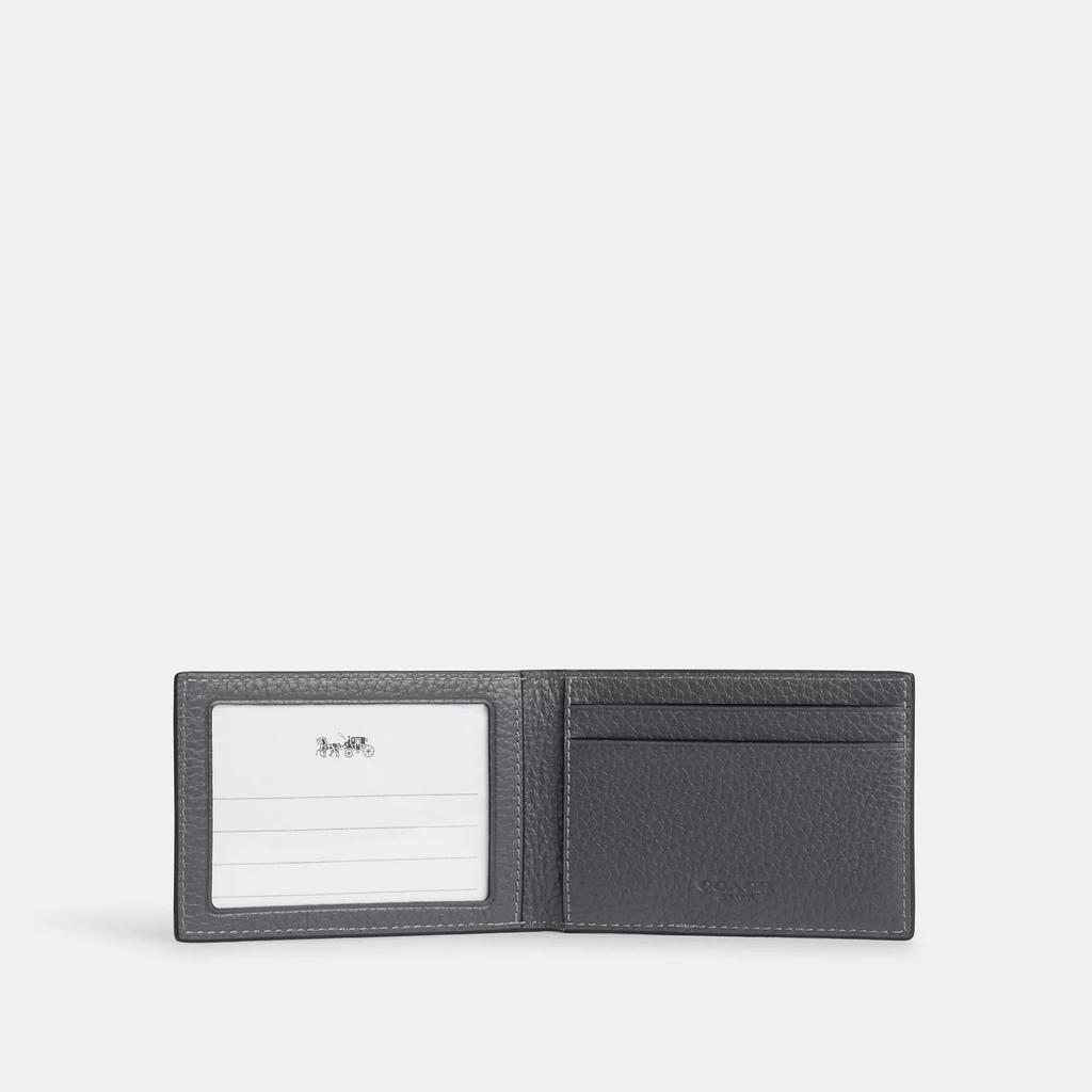 Coach Compact Billfold Wallet Gunmetal Black