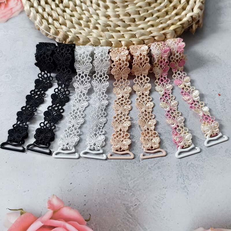 Women Embroidered Bra Shoulder Straps Hollow Out Replacement Straps Comfortable Underwear Accessory For Daily Wear 1Pair