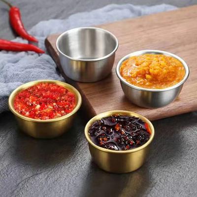 Sauce Dipping Bowl 304 Stainless Steel Dipping Cups Round Sauce Dishes 50/60Ml Mini Reusable Seasoning Cups Dipping Cups