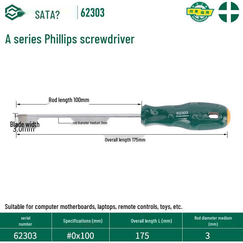 Sata Stubby Screwdriver Set: Phillips, Slotted, Flathead, Torx