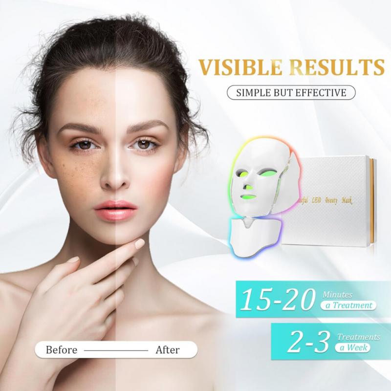 LED Face Màsk, 7 Color LED Face Màsk Light Theràpy, Skin Care Màsk for Face and Neck both beauty salons and home use