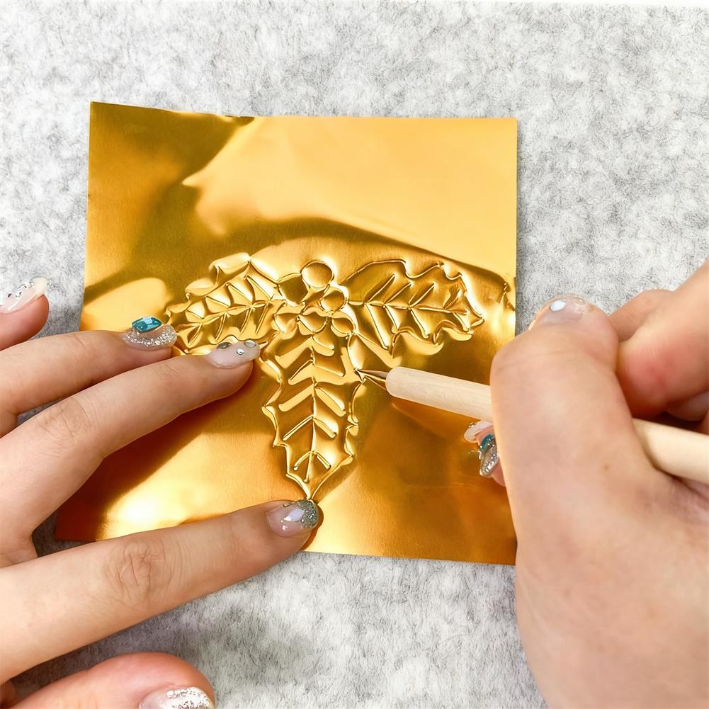 Extra-Thick Gold & Silver Artistic Embossed Paper DIY Gold & Silver Decorative Hanging Ornaments Set Foil Paper