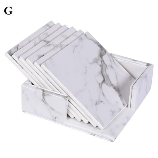 Talos 6 Stück Kunstleder-Marmor-Untersetzer, Tassenunterlage, Pad-Halter, Tischset, Esstisch-Dekoration