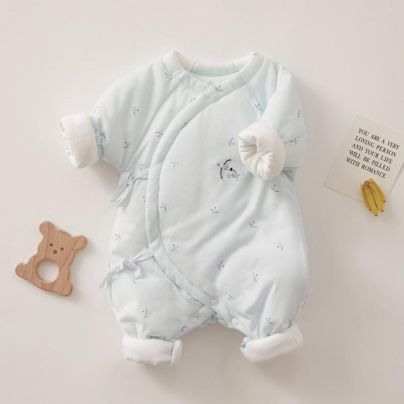 Baby Boy Girl Winter Thick Cotton Hanbok With Slipon Closure For Newborns