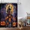 1 Piece Of 180X180Cm Shower Curtain With Halloween Castle Pumpkin Pattern Printed Partition Bathroom Waterproof And Mildew Proof