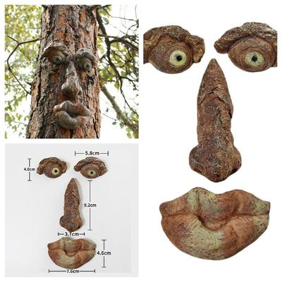 Garden Yard Outdoor Funny Tree Face Decor 3D Old Man Hugger Sculpture Whimsical