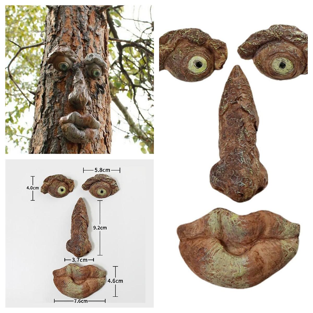 

Garden Yard Outdoor Funny Tree Face Decor 3D Old Man Hugger Sculpture Whimsical