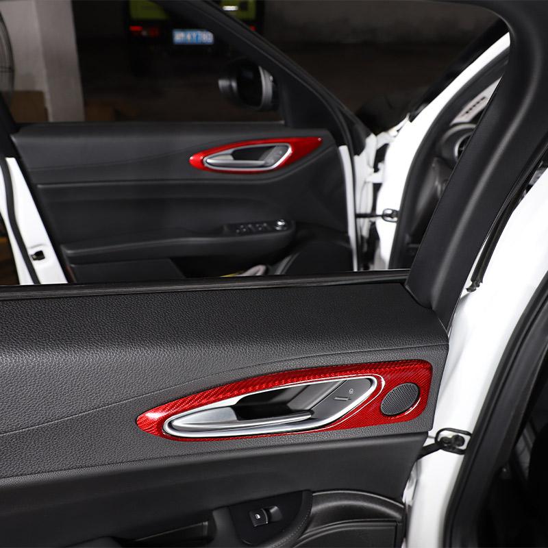 For Alfa Romeo Giulia 2017-2025 Red Real Carbon Fiber Car Interior Trim Sticker Accessories Car Modification