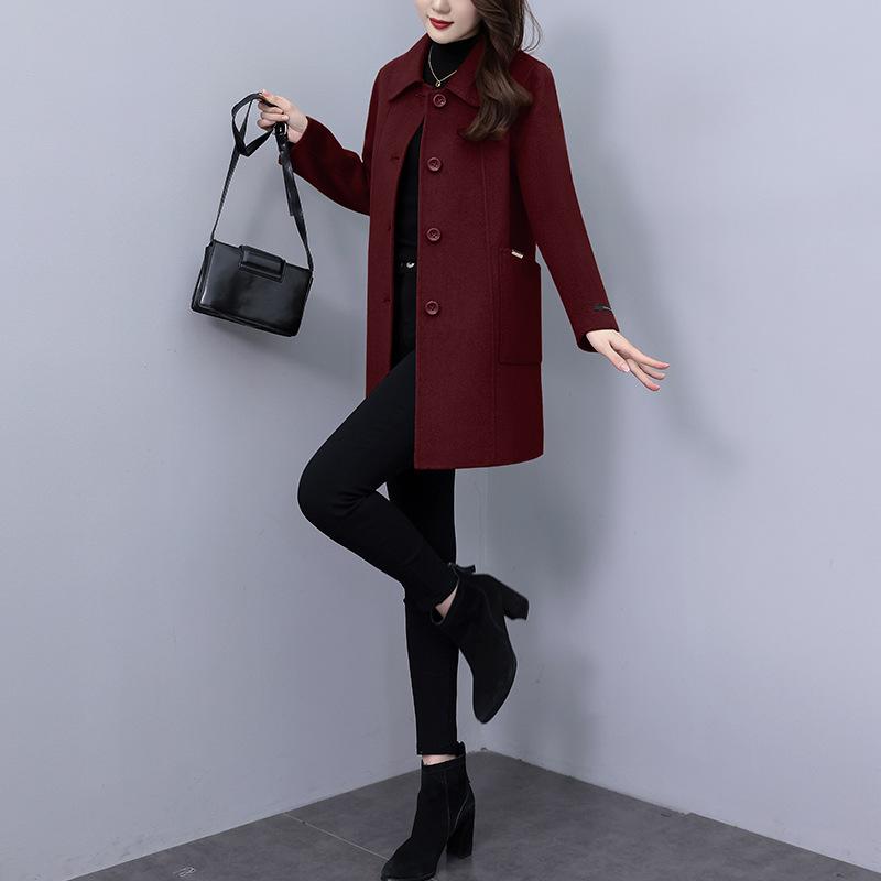 

Шерстяная куртка средней длины для женщин зимой, новый стиль, стильное, небольшое теплое пальто с толстыми лацканами 3XL