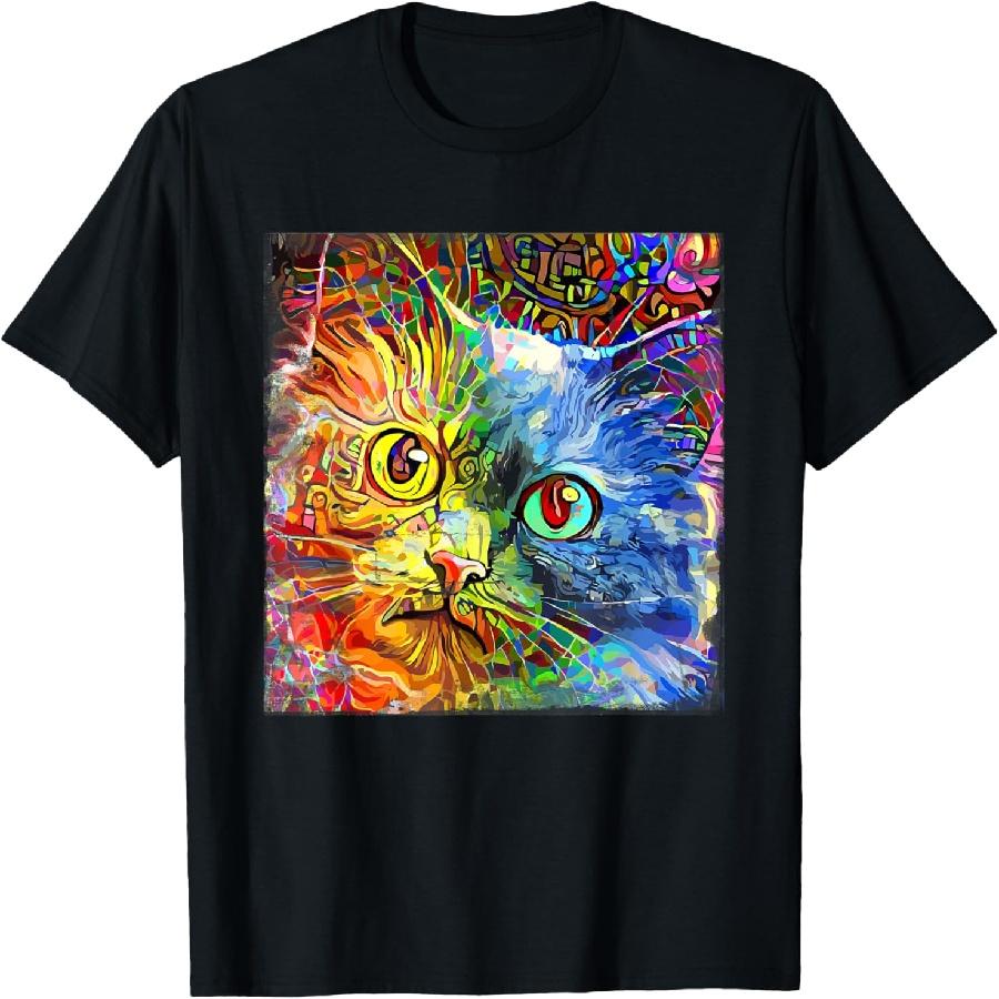 Abstract Cat Pop Art Graffiti T-Shirt(3) S
