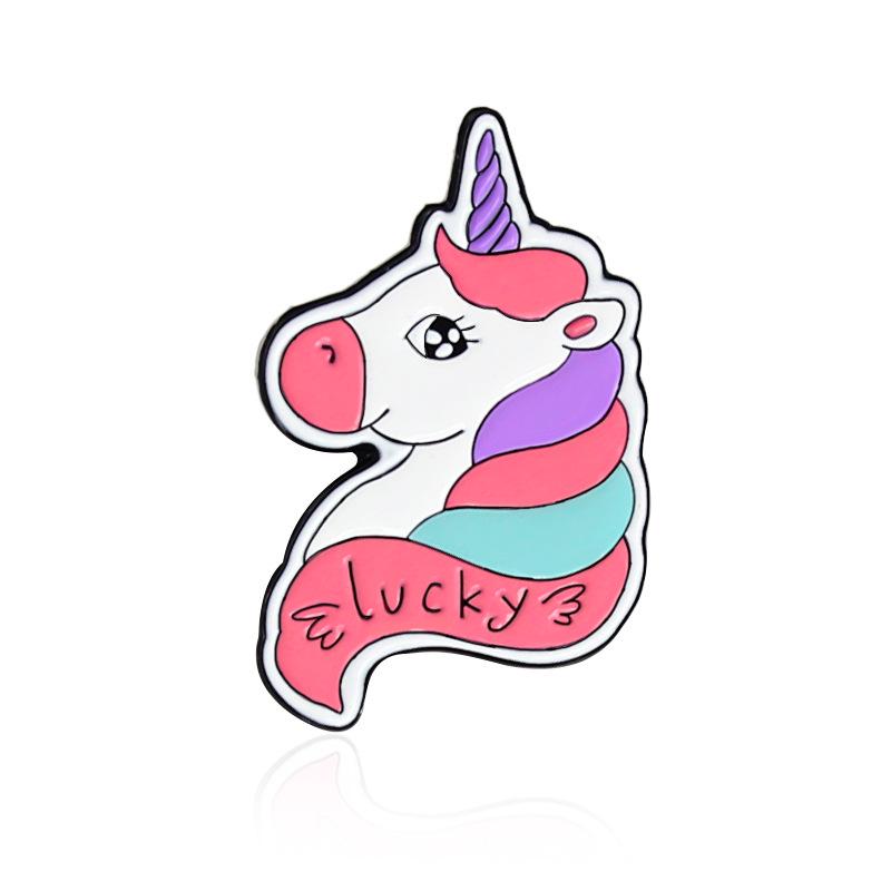 Elegant Alloy Brooch: Flamingo & Unicorn Best Friends – Trendy Animal Badge for Clothing