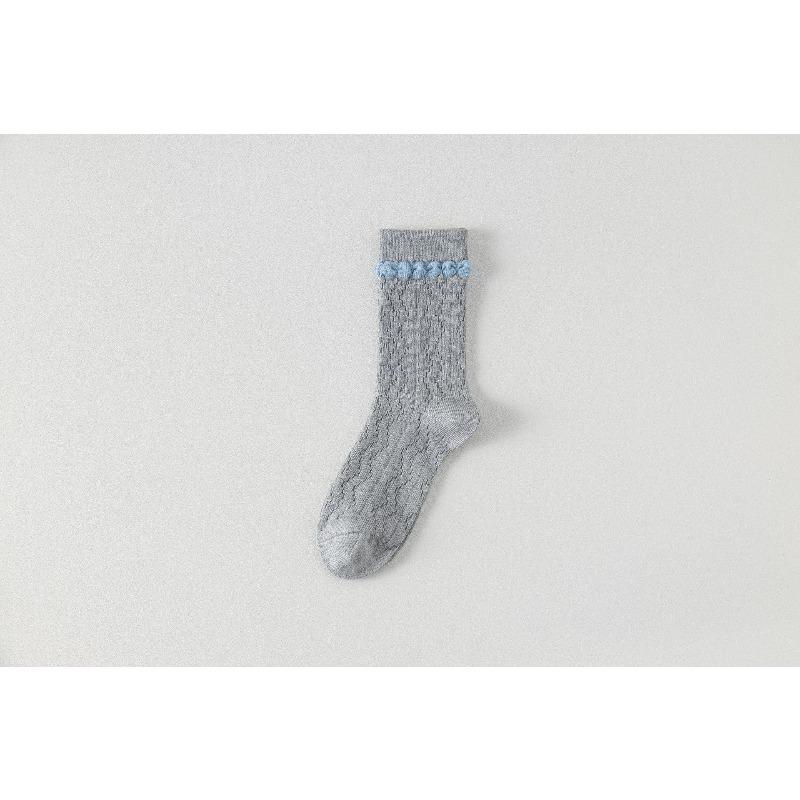 Female Autumn and Winter New Linen Pattern Bubble Mouth Tube Pile Pile Cotton Socks