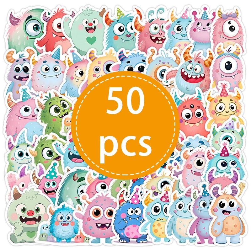 

50PCS Cartoon Big-eyed Animals Monster Stickers Child DIY Luggage Journal Skateboard Diary Helmet Skateboard Decoration Decals