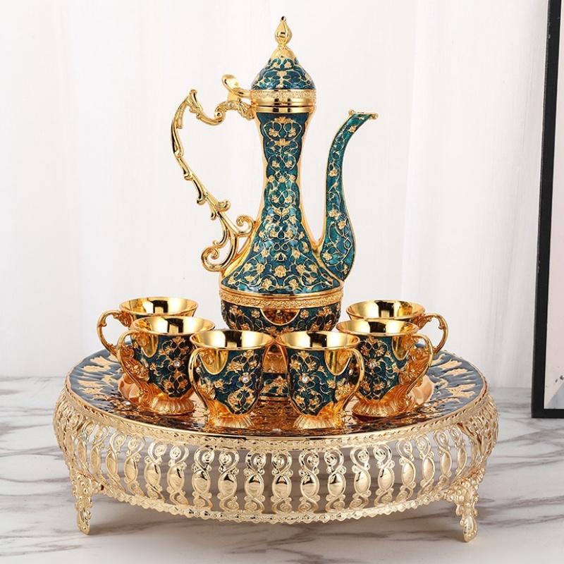 Wine set, Alloy Home New Wine Pot Glass Set, European Exquisite Vintage Wine Glass, Creative Wine Pot Set Home Decoration,1Set