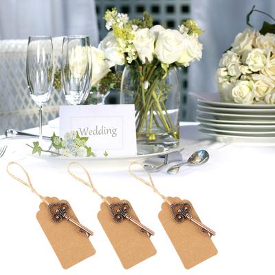 40pcs Key Bottle Opener Copper Color Skeleton Key Beer Opener with Personalized Sticker Cards Gift for Wedding Engagement Party