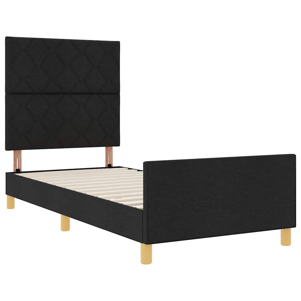 Bed Frame with Headboard Black 100 x 200 cm Fabric