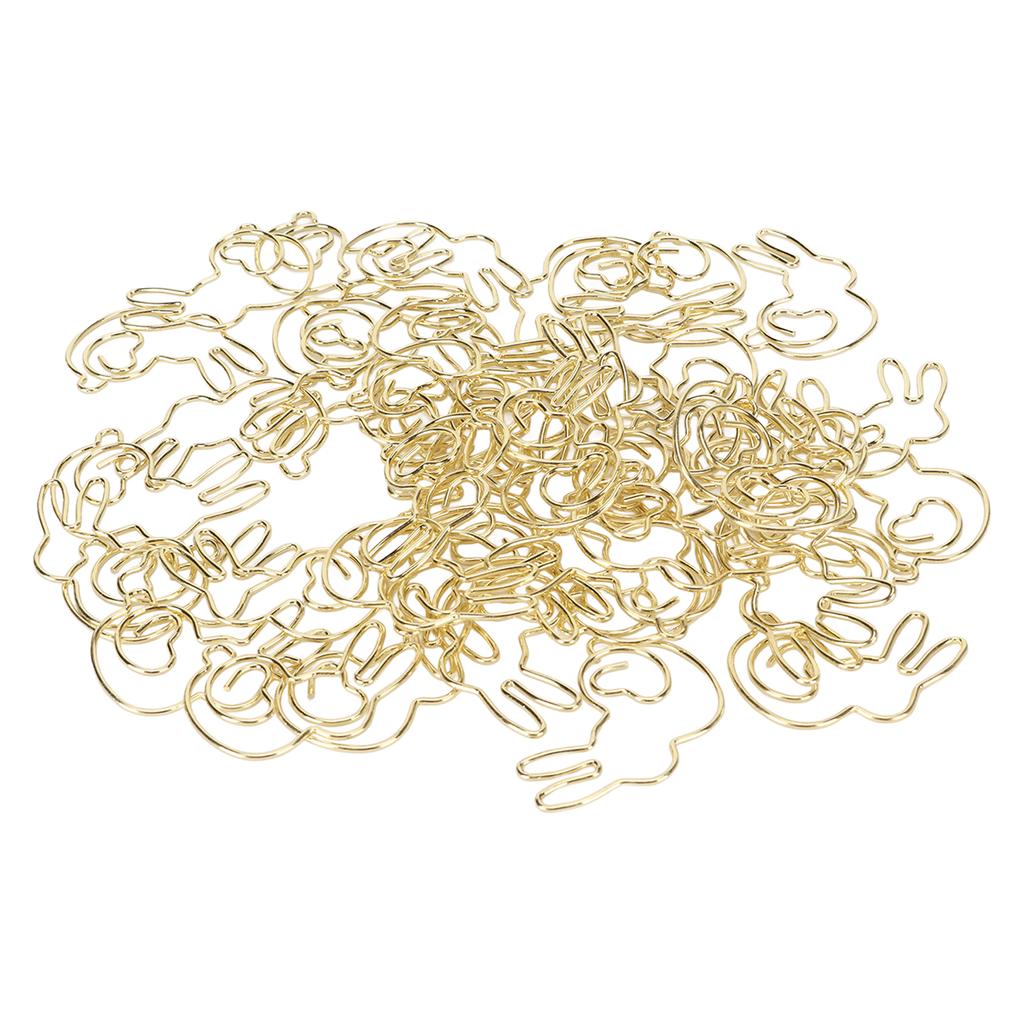 50 Pcs Rabbit Shaped Paper Clip Creative Cute Cartoon Animal Golden Page Marker File Note Clips for