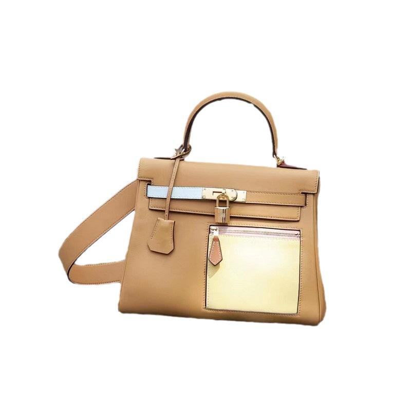 Nuova borsa da mendicante tascabile a colori abbinati, primo strato di pelle bovina, pelle swift 2528, borsa da donna alla moda