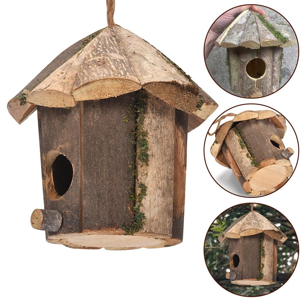 Gorgeous Rustic Wooden Birdhouse Perfect Fit for Outdoor Spaces 16x16cm