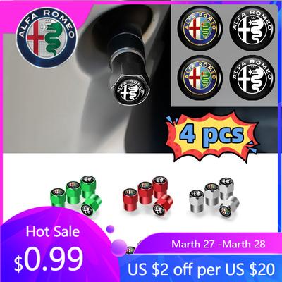 For Alfa Romeo 4pcs Car Wheel Tire Valve Caps Tyre Stem Airdust Waterproof For Alfa Romeo Giulietta GT 159 147 156 Mito Brera Gi