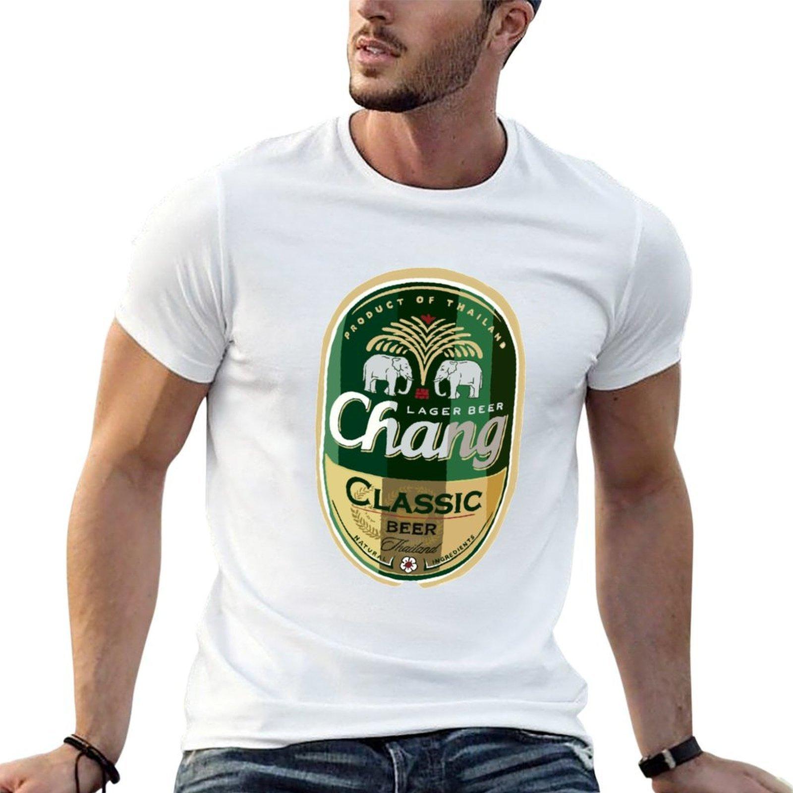 

Thai Chang Beer Label TShirt t shirts for man pack white cotton t shirts high quality TShirt M