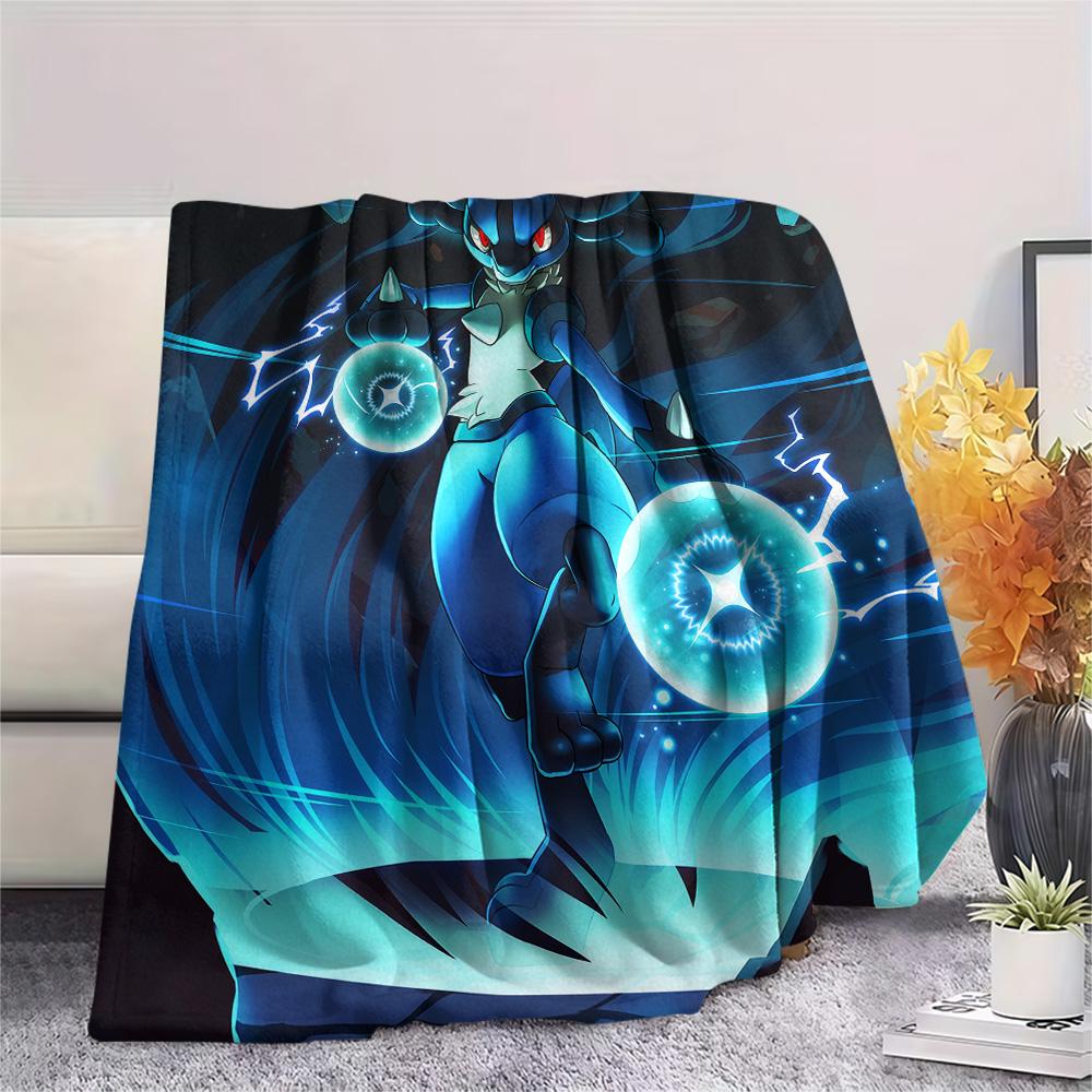Lucario 2 Print Flannel Blanket, High quality Comfortable for All Seasons, Home Decor, Warmth and Comfort