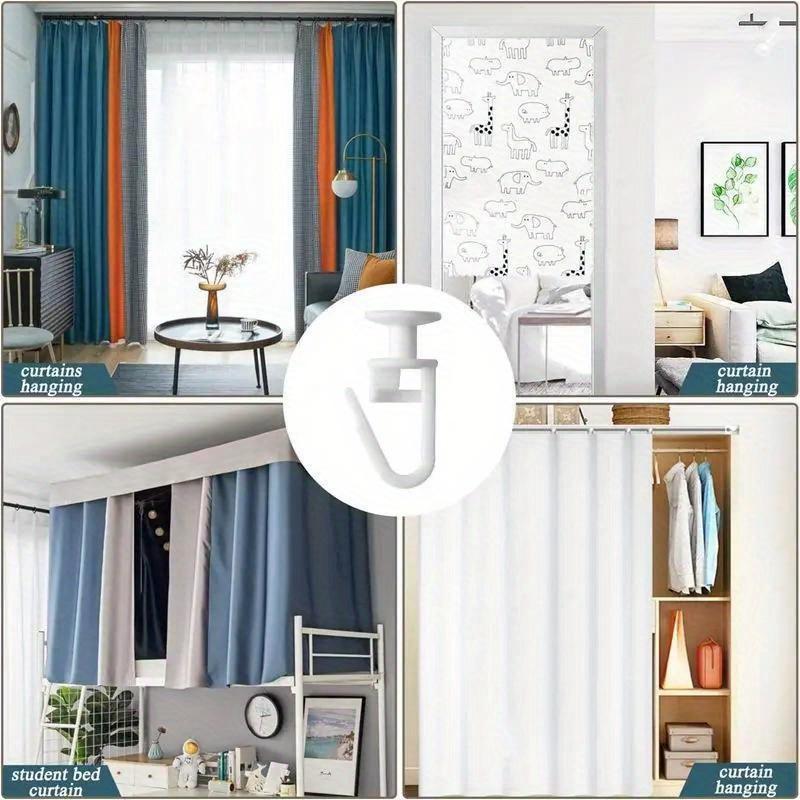 20pcs Easy-Install White Plastic Curtain Hooks - Glider Shape for Pencil Pleats, Contemporary Style Window Curtain Runners