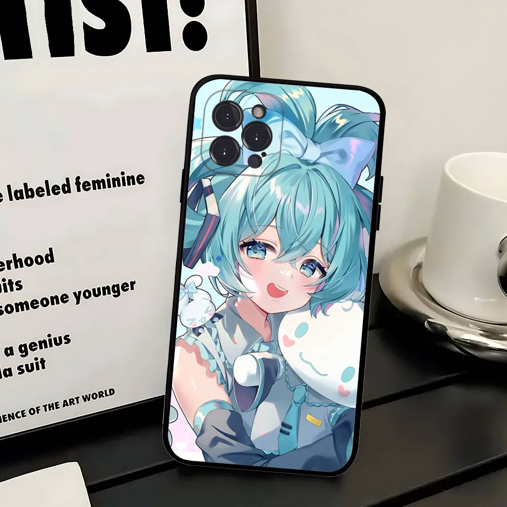 

M-Miku-S For IPhone 17 16 15 14 13 12 11 Pro Max Plus Shockproof Black Soft Phone Cover iPhone 12