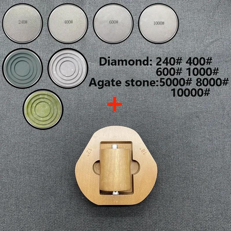Nuovo Kit Affilacoltelli a Rotella Porta Coltelli Magnetico Angolo Regolabile Set Cilindrico Disco Lucidante Ceramico da Cucina Utensile da Cucina