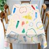 ' Tablecloth Compatible with Doodle Art - Crayon & Paint Splatter Design, Durable - Polyester Fabric Suitable for Indoor/Outdoor Parties, Weddings, '