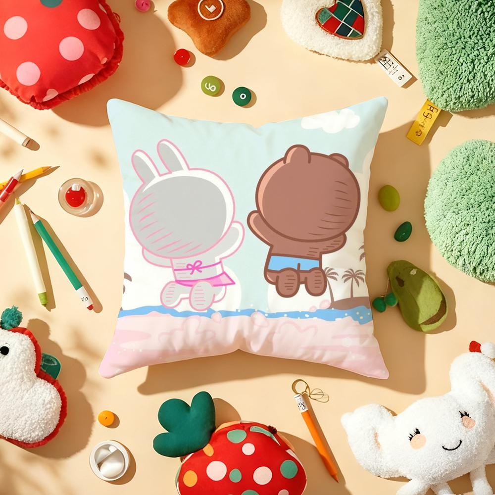 Kingdom L-Line F-Friends Pillow Case Plush Fabric Soft Double-Sided Printed Sofa Warm Winter Home Gift Cushion Cover