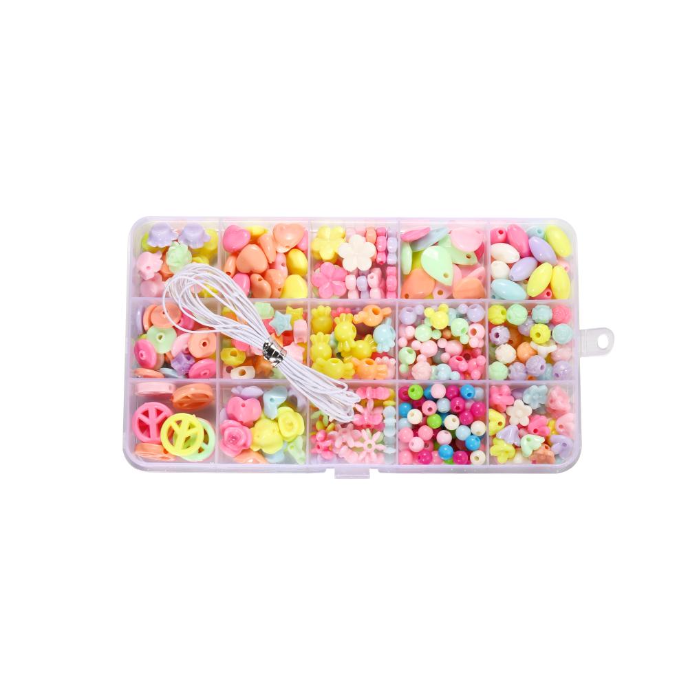 1Set Colorful Acrylic Loose Spacer Beads Crafts for DIY Cute Friendship Bracelet Necklace Jewelry Making Accessories Kits