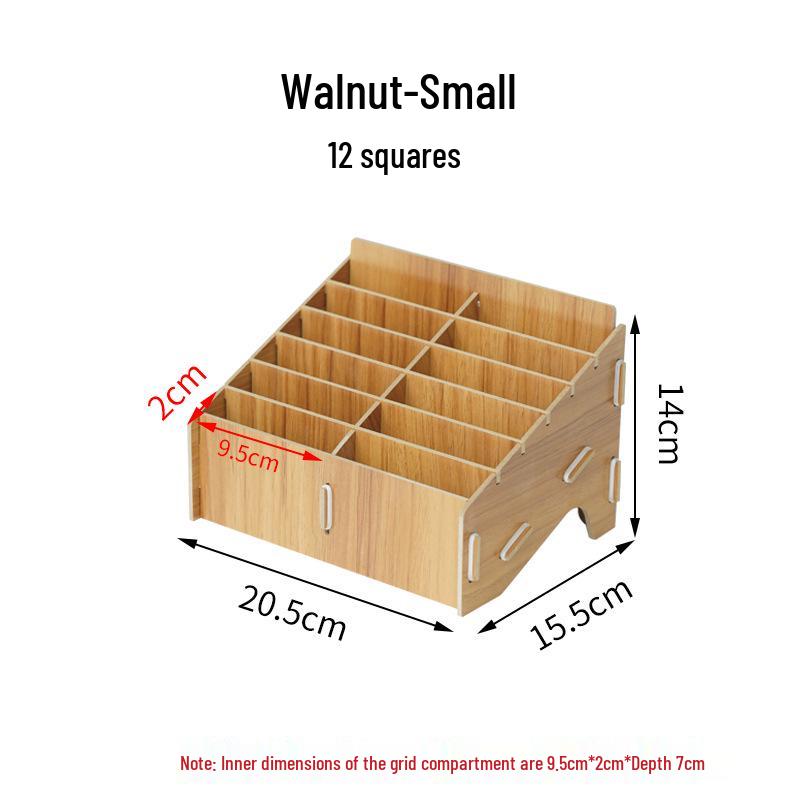 Wooden Desktop Mobile Phone Holder & Organizer with Multi-Compartments for Students & Meetings