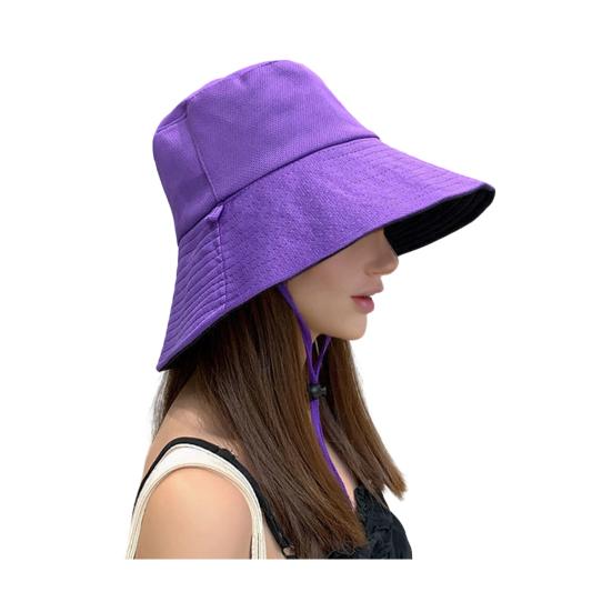 Bucket Hat 360 Degree UV Protection Adjustable Drawstring Fisherman Hat with Wide Brim Summer Travel Hat