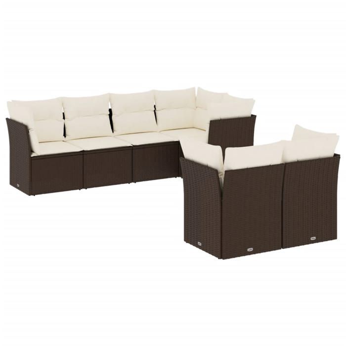 VidaXL Garden Lounge Set with Cushions 7 Pcs, Patio Sofas, Patio Furniture Set, Outdoor Furniture, Brown 3217903