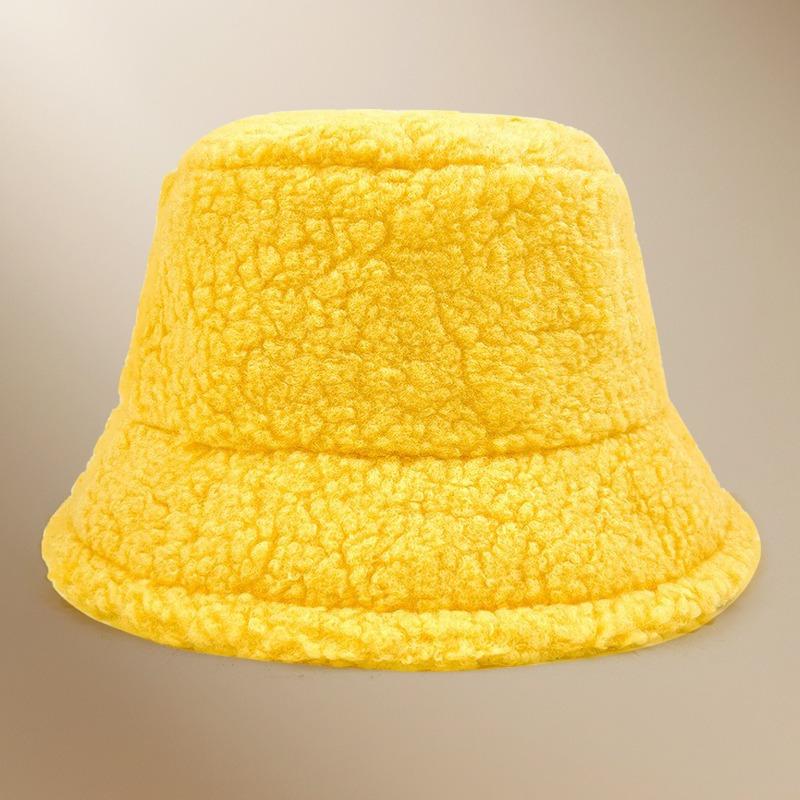 Autumn and winter thermal basin hat retro bucket hat word men and women lamb wool bucket hat